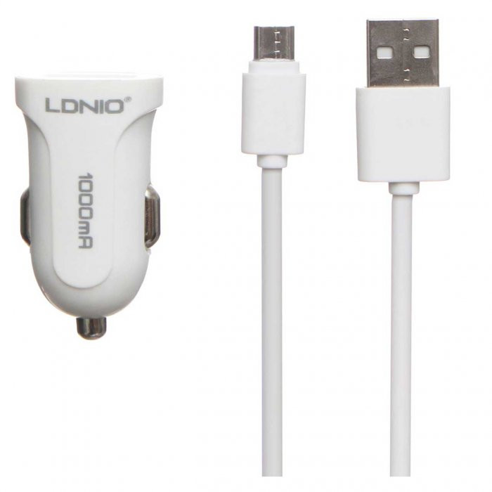 شارژر فندکی الدینیو مدل DL-C۱۷ به همراه کابل microUSB