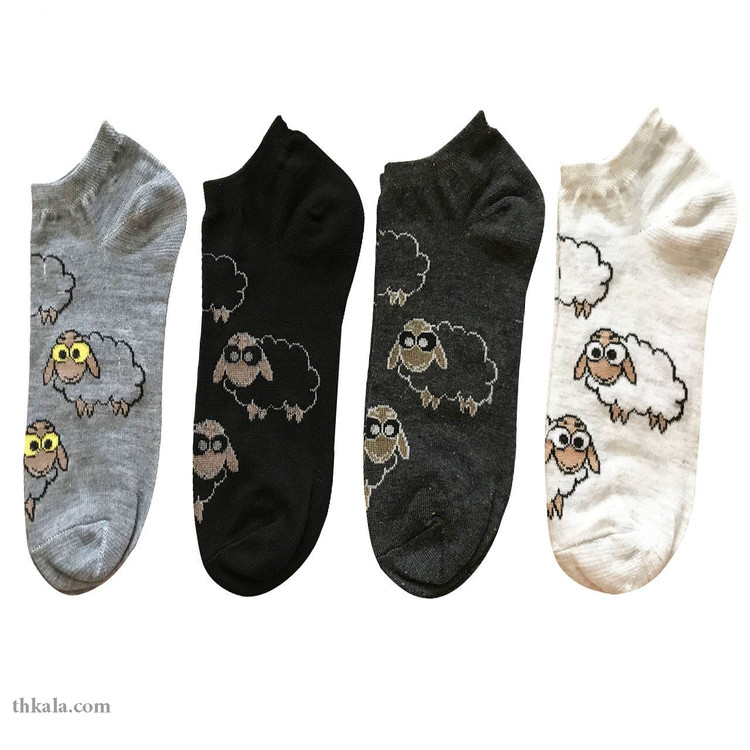 جوراب زنانه طرح گوسفند مجموعه 4 عددی